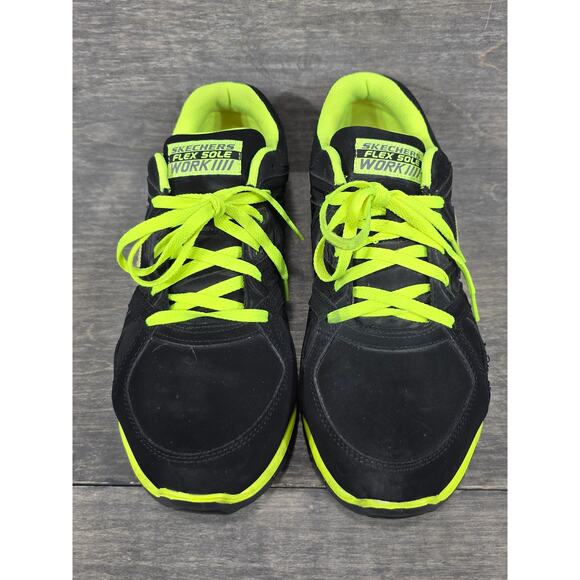 Skechers Flex Sole Work Alloy Toe Black Neon Safety Sneakers Size 10 Men Wide - Picture 3 of 10